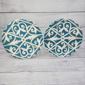 Pier 1 Imports Earthenware Scroll Design Salad Plates Set of 2